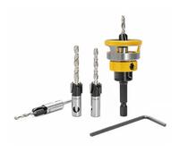 5-Piece Countersink Drill Bit Set with Depth Stop, 1/4"" Hex Shank Wood Drill Bits, 82° Countersink Bits for Woodworking, HSS-M2 Precision Bits (2.8/3.2/3.5/4mm Pilot + 8/10mm Countersink)
