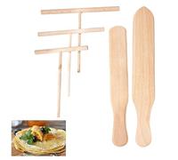 5 Piece Crepe Spreader and Spatula Set, 3.5", 5", 7"T-Shaped Batter Spreaders &13.4", 11.8"Spatula Turner, T-Shaped Roti & Mix Batter Spreader Sticks for Any Size Pan Maker, Wooden Crepe Tools Kit
