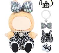 5 Piece Cute Doll Clothes for Labubu Design Toy Outfits Blind Mystery Box Accessories Mini La Boo-Boo Big Into Energy Monster Labooboo Birthday Party Decoration Mini Pink Glasses Balloon Charm Figure