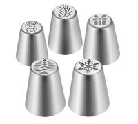 5 Piece Decorating Nozzles for Icing and | Stainless Steel Tools for Decoration, Baking, Icing, Cupcakes, Pastry, Biscuits