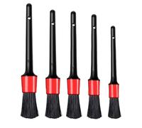 5 - Piece Detailing Brush Set: Different Sizes with Premium Natural Boar Hair & Mixed Fiber, Plastic Handle - Automotive Detail Brushes for Cleaning Wheels, Engine, Interior, Air Vents, Car & Motorcyc
