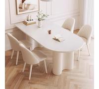 5-Piece Dining Set - 55.1" Oval Kitchen Table with Slate Top & Wavy Legs Includes 4 Stylish Chairs for Dining Rooms Kitchens & Breakfast Nooks