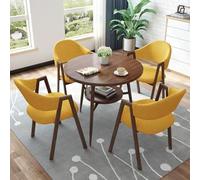5-Piece Dining Set with Upholstered Chairs & Round Table - Perfect for Office, Reception, Small Conference Rooms, Cafés & Dining Areas