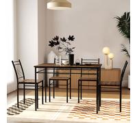 HOMCOM 5 Piece Dining Table and Chairs Set, Space Saving, Oak, Brown