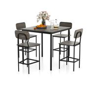 5-Piece Dining Table Set Industrial Counter Height Table 4 Bar Stools