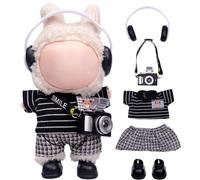 5-Piece Doll Sports Clothes for 17cm/15cm Dolls (No Doll), Fashion Dolls Outfits Accessories Set with Headphones, T-Shirt, Pants, Small Camera, Shoes AK078