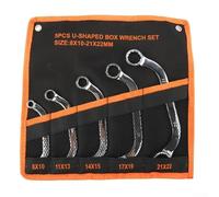 5 Piece Double U Shaped Ratchet Wrench Set 12 Point Socket For Ring Spanner Chrome Vanadium Steel Metric Sizes 8 To 22 Mm Silver Color For Automotive Repair And Diy Projects Heavy Duty Hand Tool Kit