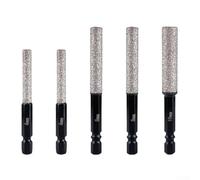 5-Piece Emery Drill Bit Set with 2-in-1 Drilling and Grinding Function for Tile, Glass, and Ceramic, 6/8/10mm Hex Shank for Dry Drilling, Compatible with Standard Power Drills