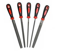 5-Piece Engineers Hand File Set, 8" (200mm) Heavy-Duty Metal Files with Soft Grip Handles - Flat, Round, Triangle & More for Metal Sanding & Shaping