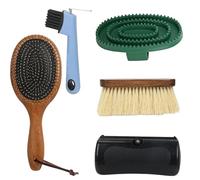 5-Piece Equine Grooming Set, Hoof Brush, Tail Comb, Hair Scraper, Body and Face Brushes, Ideal for Horse Care