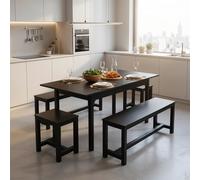 5-Piece Extendable Dining Table Set in Black
