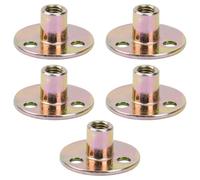 5 Piece Flange Nut Carbon Steel Brad Hole Tee Nut M6 / M8 / M10 T-Nuts Female Thread Insert Tee Nuts with Round Base Brad Hole T Nut for Fixing Connection Furniture (M8)