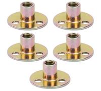 5 Piece Flange Nut Carbon Steel Brad Hole Tee Nut M6 / M8 / M10 T-Nuts Female Thread Insert Tee Nuts with Round Base Brad Hole T Nut for Fixing Connection Furniture (M10)