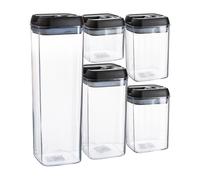 5 Piece Flip Lock Plastic Food Storage Containers Set Argon Tableware Black One Size