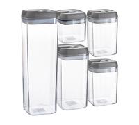 5 Piece Flip Lock Plastic Food Storage Containers Set Argon Tableware Grey One Size