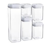 5 Piece Flip Lock Plastic Food Storage Containers Set Argon Tableware White One Size