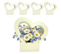 5-Piece Flower Bags - Waterproof Portable Foldable Heart-Shaped Bouquet Holder | Paper Flower Carrier Tote for Girls Wife Girlfriend Mom Valentines Birthday Mothers Day Wedding Party Floral Gift Bags