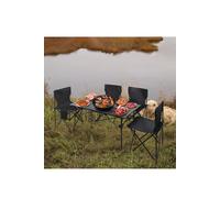5-Piece Folding Camping Table & Chairs Set with Carry Bag-Aluminium Roll-up Tabletop & Foldable Chairs with Side Pocket for Outdoor,Camping,Party,Picn Living and Home Black One Size