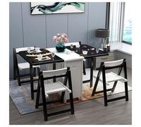 5-Piece Folding Dining Table Set with 4 Rolling Chairs & Drawer Extendable Solid Wood Farmhouse Dining Table with Drop Leaves Space-Saving Kitchen Island Chairs
