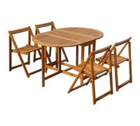 5 Piece Folding Outdoor Dining Set Solid Acacia Wood