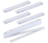 5-Piece Folding Ruler 2M Set, White Plastic Fiberglass Foldable Ruler, 10-Fold Multi Angle Metric Measuring Stick, Portable Fold Rulers with Precise Snapping for Carpenters, Builders, Decorators, DIY