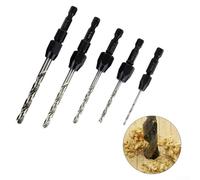 5-Piece for HSS 6542 Countersink Drill Bit Set with 1/4" Hex Shank for Wood, Plastic, Aluminum & Thin Stainless Steel - 2mm, 3.2mm, 4mm, 5mm, 6mm (Pac