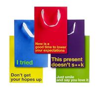 5-Piece Funny Gift Bags Set - Colorful, Medium-Sized Kraft Bags with Handles, Eco-Friendly, Perfect for Birthdays, Holidays, Office Parties, White Elephant; Suitable for Men, Women, Teens, Adults