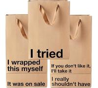 5-Piece Funny Snarky Gift Bags Set - Medium-Sized Kraft Bags with Handles, Eco-Friendly, Perfect for Birthdays, Holidays, Office Parties, White Elephant; Suitable for Men, Women, Teens, Adults