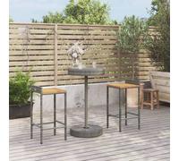 (black, 3 piece) vidaXL Garden Bar Set Bar Table and Chair Poly Rattan and Solid Wood Acacia