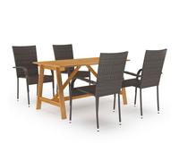 vidaXL Garden Dining Set 5 Piece Grey Patio Outdoor Dinner Table and Chairs