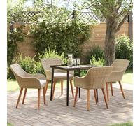 5 Piece Garden Dining Set Beige Poly Rattan Berkfield Home Beige One Size