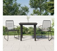 vidaXL 3 Piece Patio Dining Set Black PVC Rattan
