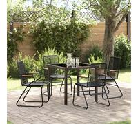 5 Piece Garden Dining Set Black PVC Rattan Berkfield Home Black One Size