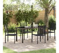 5 Piece Garden Dining Set Black PVC Rattan Berkfield Home Black One Size