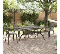 vidaXL Garden Dining Set 5 Piece Outdoor Table and Chair Bronze Cast Aluminium