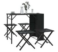 vidaXL 5 Piece Garden Dining Set Foldable Black Poly Rattan, Black