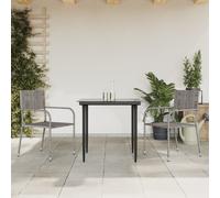 (3 piece, 80 cm) vidaXL Garden Dining Set Chair 3 Piece Grey and Black Poly Rattan and Steel
