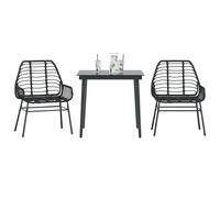 (brown, 80 x 80 x 74 cm 2 piece) vidaXL Garden Dining Set Poly Rattan Glass outdoor dining set