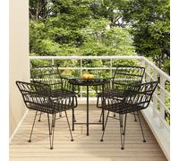 5 Piece Garden Dining Set Poly Rattan Outdoor Patio Table & Chairs Set