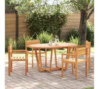 5 Piece Garden Dining Set, Solid Acacia Wood, 150x90x75cm, Outdoor Furniture Set