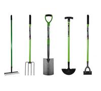 5 Piece Garden Hand Tool Set - Shovel, Fork, Rake, Hoe & Edging Spade, Heavy Duty Gardening Tools Kit for Digging, Weeding, Planting, Cultivating & Garden Maintenance