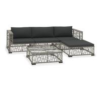 vidaXL 5 Piece Garden Lounge Set with Cushions Poly Rattan Grey