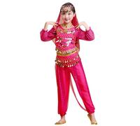 5 Piece Girls Belly Dance Costume Outfits Kids Indian Performance Pants Top Waist Chain Wristbands Bracelets Dancing Set