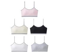 5-Piece Girl'S Suspender Vest, Simple Solid Color Underwear, Anti-Exposure Base Top, Sports Bra, Soft And Breathable Underwear.