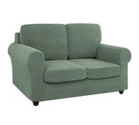 5-Piece Green Stretch Couch Cover Set for 2-Cushion Loveseat Washable Non-Slip Sofa Slipcover with Elastic Bottom Fur Protector for Backrest & Seat - Perfect for Homes