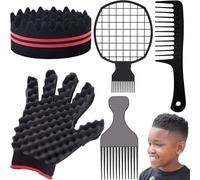 5 Piece Hair Sponge Set, Double Sided Oval Magic Twisting Wave Hair Sponge for Home and Barbers Suitable for Natural Curls Afro Curl for Afro