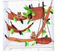 5 Piece Hamster Hammock Set for Sugar Glider - Cage Accessories and Toys for Small Animals Includes Hammock, Hideout, Tunnel, Swing - Ideal for Small Hamsters, Gerbils and Sugar Gliders