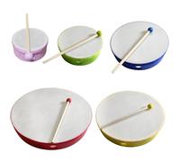 5-Piece Hand Drum Set With Faux Leather Drum Heads, Sizes 4-12 In, Includes Drumsticks, Vibrant Round Design