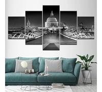 5 Piece Hd Printed Canvas Wall Art Canvas Prints For Living Room Modern Decoration Prints On Canvas Urban Architectural Landscape/With Frame 200 X 100 Cm Home Decor Canvas Print Artwork-2981382564