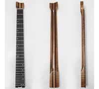 5-Piece Headless Electric Guitar Neck, Tiger Flame Roasted Maple with Rosewood Fingerboard, 24 Stainless Steel Frets, 12" Radius, 42mm Bone Nut, Heel Truss Rod Wheel